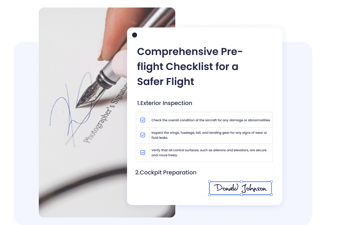 Sign Pre-flight Checklists